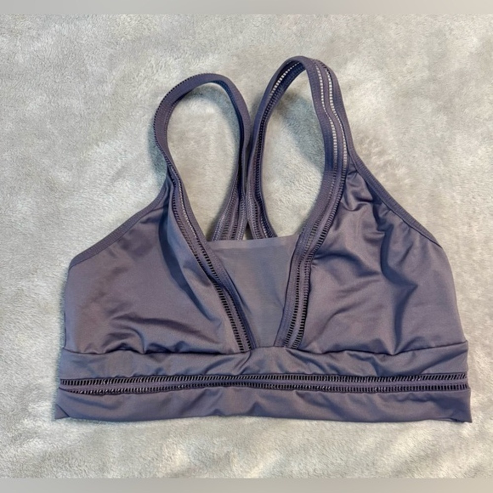 Victoria's Secret Sport Plunge Long Line Sport Bra Concord Silver M